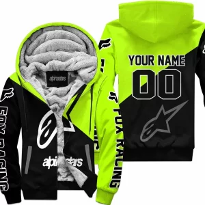 Premium Gift - Custom Name - Alpinestars - Neon - Fleece Zip Hoodie