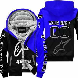 Premium Gift - Custom Name - Alpinestars - Blue - Fleece Zip Hoodie
