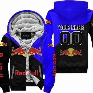 Premium Gift - Custom Name - Redbull - Blue - Fleece Zip Hoodie
