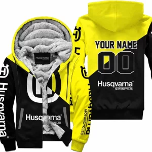 Premium Gift - Custom Name - Husqvarna - Yellow - Fleece Zip Hoodie