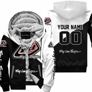 Premium Gift – Custom Name – Troy Lee Designs – White – Fleece Zip Hoodie
