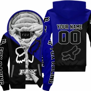 Premium Gift - Custom Name - Fox Racing - Navy - Fleece Zip Hoodie