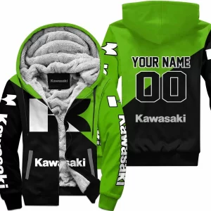 Premium Gift - Custom Name - Kawasaki - Green - Fleece Zip Hoodie