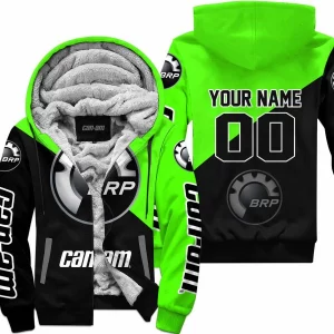 Premium Gift - Custom Name - Can-Am - Green - Fleece Zip Hoodie