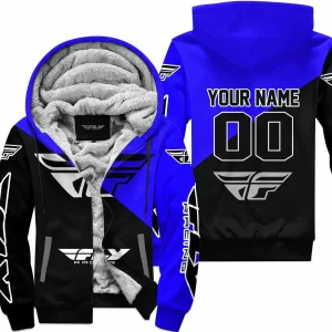 Premium Gift - Custom Name - Fly Racing - Blue - Fleece Zip Hoodie