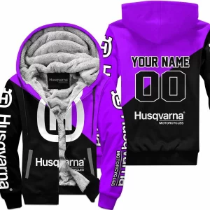 Premium Gift - Custom Name - Husqvarna - Purple  - Fleece Zip Hoodie