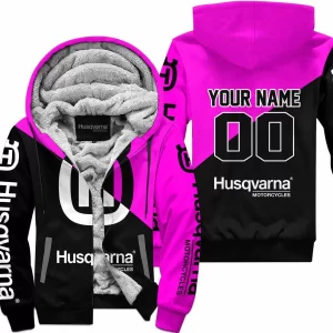 Premium Gift - Custom Name - Husqvarna - Pink - Fleece Zip Hoodie