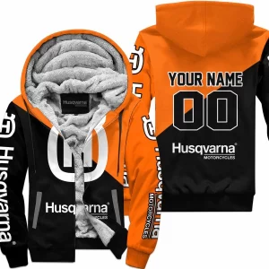Premium Gift - Custom Name - Husqvarna - Orange - Fleece Zip Hoodie