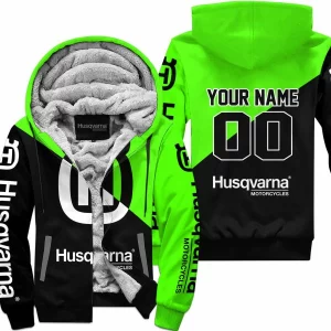 Premium Gift - Custom Name - Husqvarna - Green - Fleece Zip Hoodie
