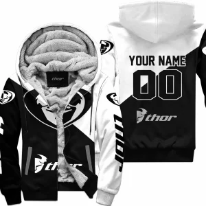 Premium Gift - Custom Name - Thor Racing - White - Fleece Zip Hoodie