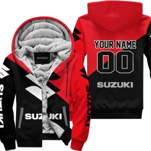 Premium Gift - Custom Name - Suzuki - Red - Fleece Zip Hoodie
