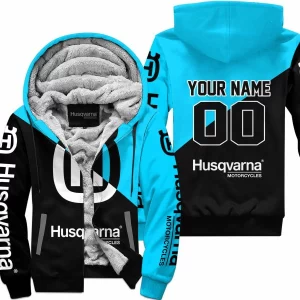 Premium Gift - Custom Name - Husqvarna - Sky Blue - Fleece Zip Hoodie