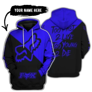 Too Fast To Live Too Young To Die - 3d All Over Printed - Fox Racing - Blue