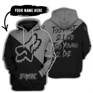 Too Fast To Live Too Young To Die - 3d All Over Printed - Fox Racing - Grey