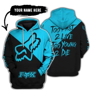 Too Fast To Live Too Young To Die - 3d All Over Printed - Fox Racing - Sky Blue