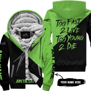 Too Fast To Live Too Young To Die - 3d All Over Printed - Arctic-Cat - Fleece Zip Hoodie