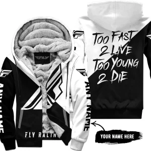 Too Fast To Live Too Young To Die - 3d All Over Printed - Fly Racing - Fleece Zip Hoodie