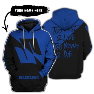 Too Fast To Live Too Young To Die - 3d All Over Printed - Suzuki - Blue
