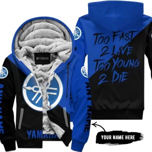 Too Fast To Live Too Young To Die - 3d All Over Printed - Yamaha - Blue - Fleece Zip Hoodie