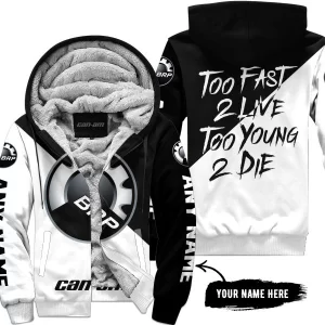 Too Fast To Live Too Young To Die - 3d All Over Printed - Can Am Black - Fleece Zip Hoodie