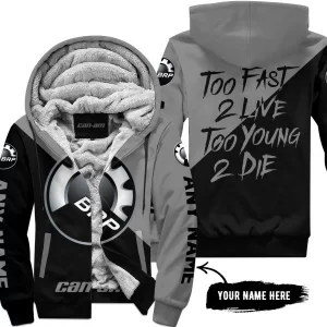 Too Fast To Live Too Young To Die - 3d All Over Printed - Can Am Grey - Fleece Zip Hoodie
