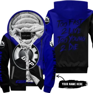 Too Fast To Live Too Young To Die - 3d All Over Printed - Can Am Navy - Fleece Zip Hoodie