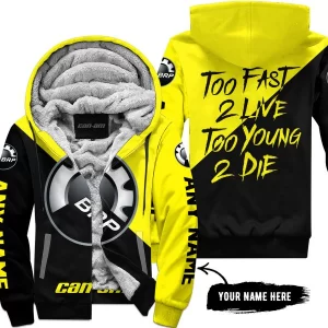 Too Fast To Live Too Young To Die - 3d All Over Printed - Can Am Yellow - Fleece Zip Hoodie