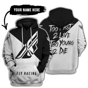 Too Fast To Live Too Young To Die - 3d All Over Printed - Fly Racing Black