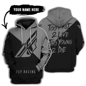Too Fast To Live Too Young To Die - 3d All Over Printed - Fly Racing Grey