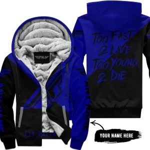 Too Fast To Live Too Young To Die - 3d All Over Printed - Fly Racing Navy - Fleece Zip Hoodie