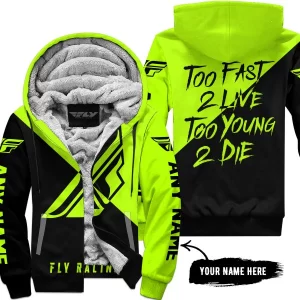 Too Fast To Live Too Young To Die - 3d All Over Printed - Fly Racing Neon - Fleece Zip Hoodie