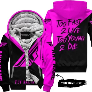 Too Fast To Live Too Young To Die - 3d All Over Printed - Fly Racing Pink - Fleece Zip Hoodie