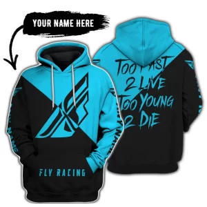Too Fast To Live Too Young To Die - 3d All Over Printed - Fly Racing Sky Blue