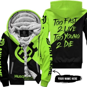 Too Fast To Live Too Young To Die - 3d All Over Printed - Husqvarna Green 1 - Fleece Zip Hoodie