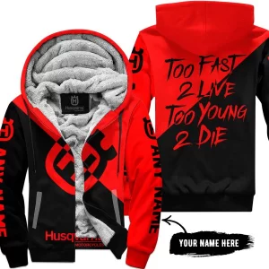 Too Fast To Live Too Young To Die - 3d All Over Printed - Husqvarna Red - Fleece Zip Hoodie