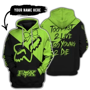 Too Fast To Live Too Young To Die – 3d All Over Printed – Fox Racing Girl – Green 1