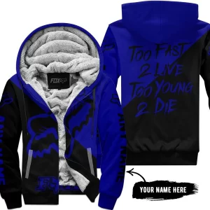Too Fast To Live Too Young To Die – 3d All Over Printed – Fox Racing Girl – Navy - Fleece Zip Hoodie