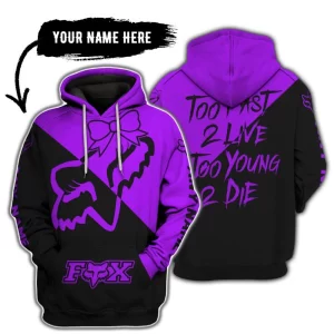 Too Fast To Live Too Young To Die – 3d All Over Printed – Fox Racing Girl – Purple