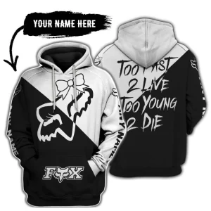 Too Fast To Live Too Young To Die – 3d All Over Printed – Fox Racing Girl – White