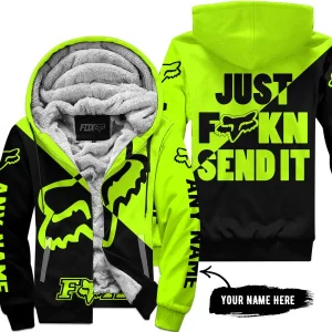Just Fkcn Send It - 3d All Over Printed - Fox Racing - Neon - Fleece Zip Hoodie