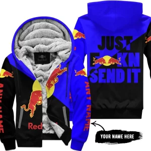 Just Fkcn Send It - 3d All Over Printed - Red Bull - Fleece Zip Hoodie