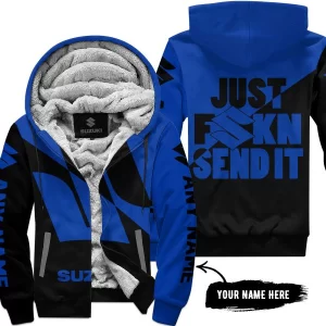 Just Fkcn Send It - 3d All Over Printed - Suzuki - Blue - Fleece Zip Hoodie