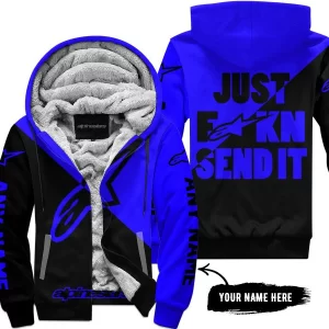 Just Fkcn Send It - 3d All Over Printed - Alpinestars Blue - Fleece Zip Hoodie