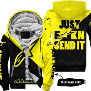 Just Fkcn Send It - 3d All Over Printed - Alpinestars Yellow - Fleece Zip Hoodie