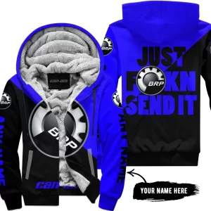 Just Fkcn Send It - 3d All Over Printed - Can Am Blue - Fleece Zip Hoodie