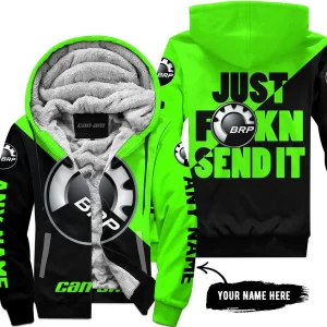 Just Fkcn Send It - 3d All Over Printed - Can Am Green - Fleece Zip Hoodie