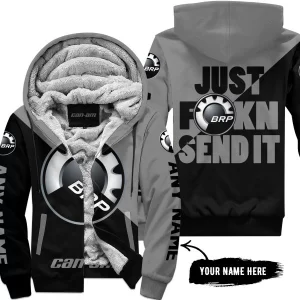 Just Fkcn Send It - 3d All Over Printed - Can Am Grey - Fleece Zip Hoodie