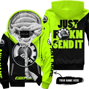 Just Fkcn Send It - 3d All Over Printed - Can Am Neon - Fleece Zip Hoodie