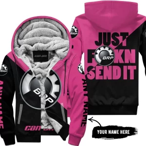 Just Fkcn Send It - 3d All Over Printed - Can Am Pink 1 - Fleece Zip Hoodie