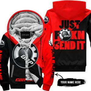 Just Fkcn Send It - 3d All Over Printed - Can Am Red - Fleece Zip Hoodie